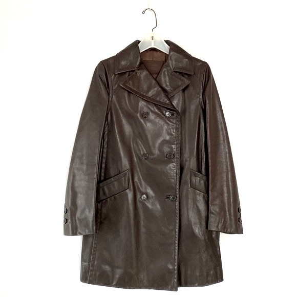 PRADA Dark Brown Leather Coat - Picture 2 of 14